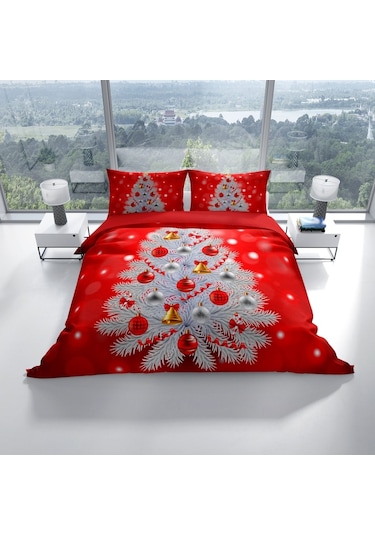 Cattleya Ny Pine 3D Pamuk Saten Çift Kişilik Nevresim Takımı Çok Renkli