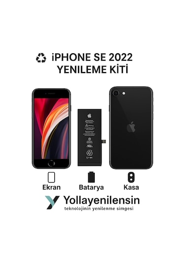 Apple Uyumlu iPhone Se 2022 Kiti Ekran + Batarya + Arka Kasa e Eş Değer Kalite Parçalar