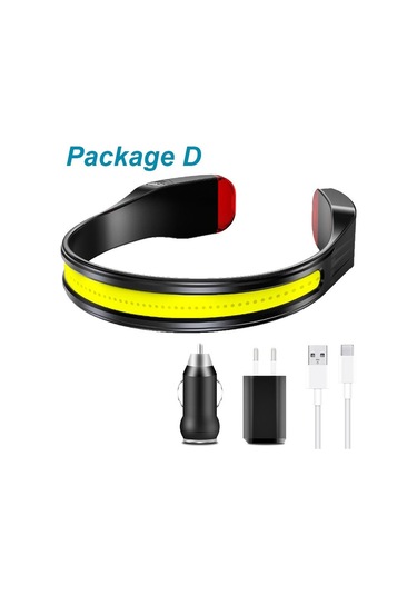 Cob Led Far Tip-c Usb Şarj Edilebilir Far Çok Fonksiyonlu Işık Taşınabilir Kafa El Feneri Lambası Kuyruk Beyaz Ve Kırmızı Işık Paket D Çok Renkli