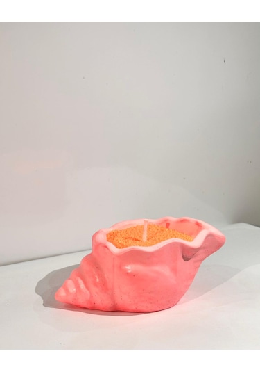 Oyster Candle- El Yapımı Mum Pembe-turuncu