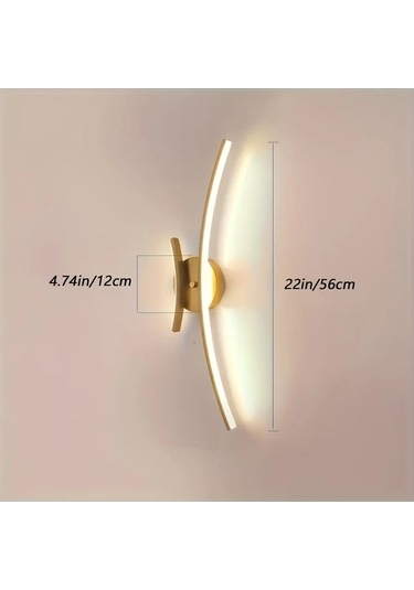 Fastbuy Dream011 Modern Minimalist Altın Led Duvar Lambası, Karartılabilir 3 Renk Sıcaklığı, Yarı Gömme Tasarım, Ev Dekoru İç Altın