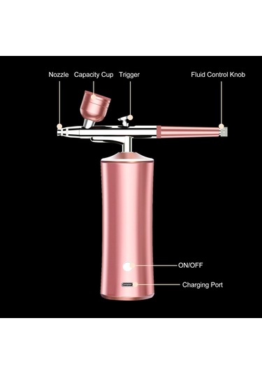 Yifomall 600kpa Yüksek Basınçlı Tırnak Sprey Tabancası, Model Boyama Ve Gradyan Renk Geçişi İçin Elektrikli Sprey Seti Temizleme Fırçası + 2 Nozul
