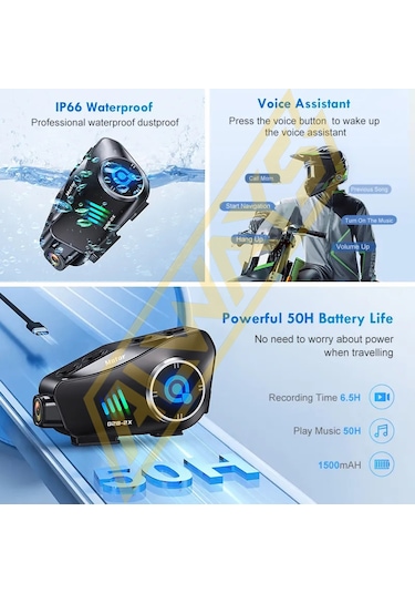 Q28 2x İntercom 500m Telsizli Kameralı Hd 1080p İpx6 Su Geçirmez İntercom