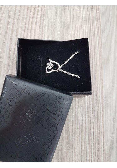 Gümüş Kar Tanesi Kalp Kolye