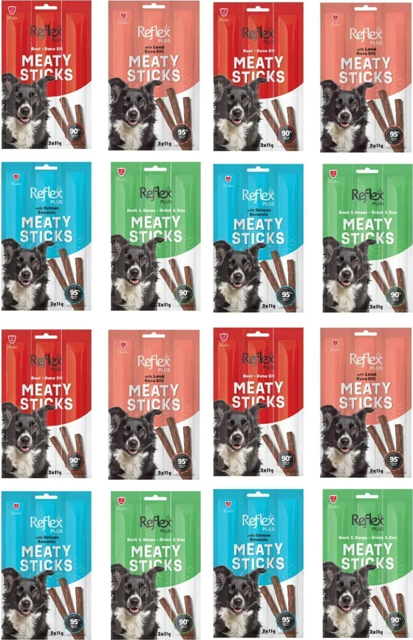Meaty Sticks 4 Çeşit Karma Köpek Ödül Maması Seti 3x11gr 16'lı Paket