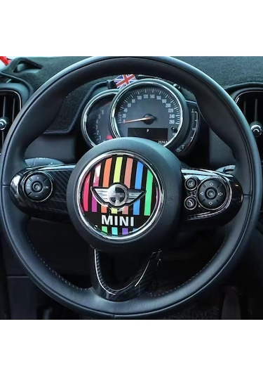 Mini Cooper F Serisi Uyumlu Direksiyon Göbeği Sticker Rainbow F56