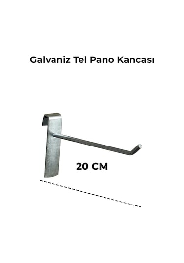 20 Cm 200 Adet Tel Pano Kancası Raf Askısı Galvaniz