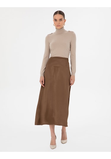 Pierre Cardin Kadın Koyu Kahverengi Etek Dokuma 50318241-vr084 Koyu Kahverengi