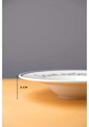 Tabak Evi Motto Makarna Tabağı Seti 2 Li 29x5,5x4cm Beyaz - Siyah