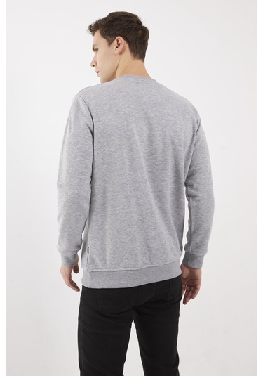 Zoom Gri Melanj O-yaka Sweatshırt Gri Melanj