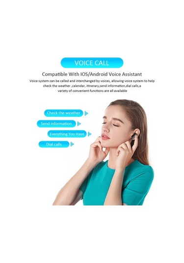 Primepickings Bt 5.0 Kablosuz Spor Kulaklık, Mini İki Kulaklı, Şarj Kutusu, Led Ekran, Ergonomik, Black