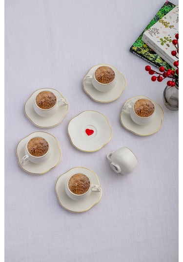 Emsan Kalpten Kalbe 6 Kişilik Kahve Fincan Takımı 90 Ml