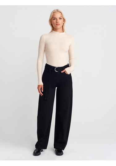 Dilvin 31433 Yarım Balıkçı Yaka Top-bej Melanj Bej Melanj