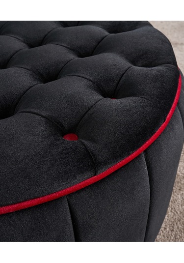 Favora Jasmin Puf - Siyah Siyah