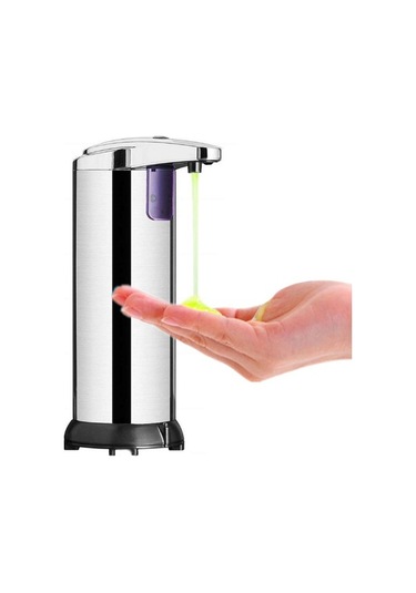 Pazly 250ml Paslanmaz Çelik Temassız Sıvı Sabun Dispanseri Ir Sensörlü Otomatik - Mu Gümüş Gümüş