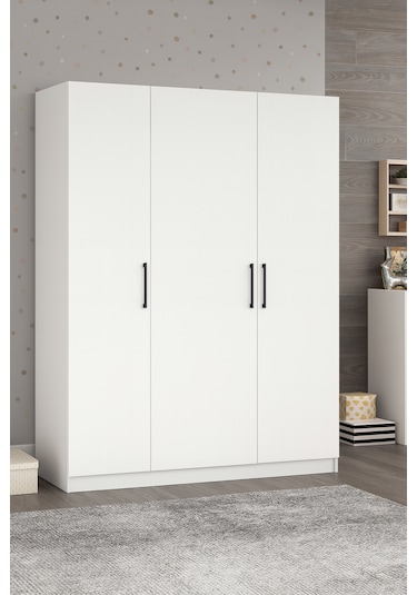 Modern 3 Kapaklı Gardırop Beyaz