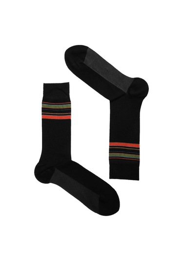 The Don Siyah-Renkli Çizgili Konçlu Bambu Erkek Çorap (105200023) Siyah
