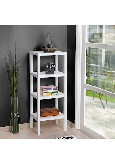 Mithra Life 4 Katlı Plastik Beyaz Banyo Mutfak Rafı Mıt1049 Beyaz