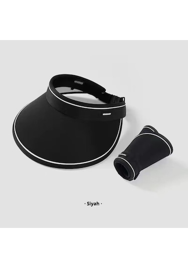 Snapbuy Uv Korumalı Yazlık Kadın Vizör Şapka, Katlanır, Şık Ve Kullanışlı Siyah