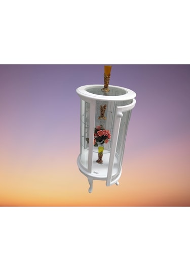 Bengimobilya Gümüşlük Yuvarlak Model 120 Cm Parlak Beyaz Kayın Lükens Aslan Ay (482395482)