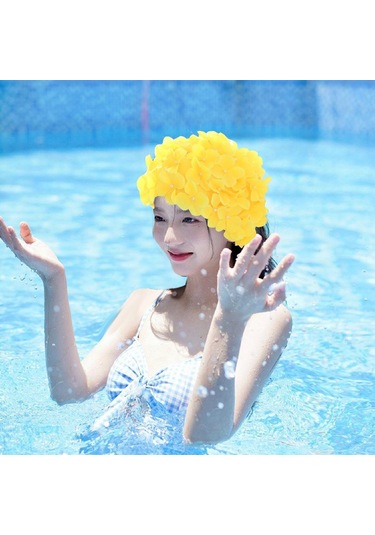 Suntek Çiçekli Yüzme Şapkası Tüm Seviyeleri İçin Sarı
