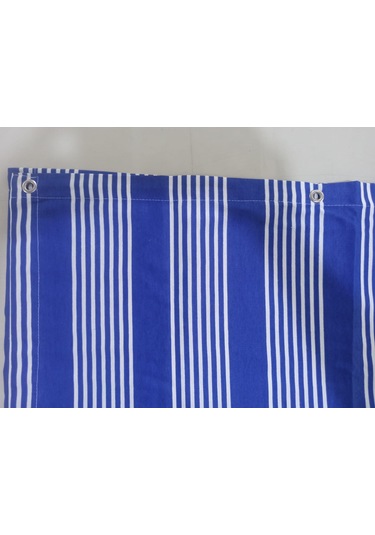 Ceylan Home Balkon Perdesi Kuş Gözü Ölçü Seçenekli Mavi İnce Çizgili Mavi