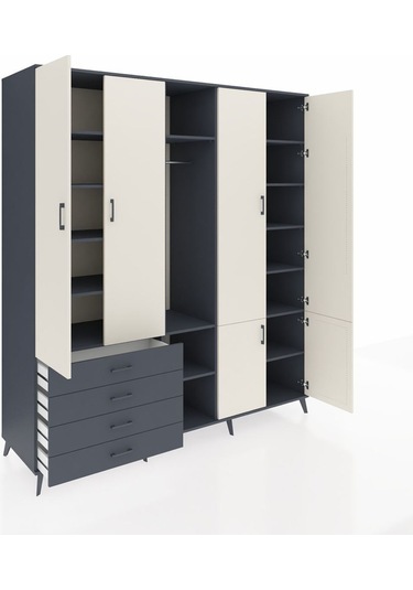 Kronos Dolap 14 Raflı 4 Çekmeceli Tek Askılı 220x59x243 Antrasit-aytaşı/antrasit Aytası/antrasıt Kronos Dolap 14 Raflı 4 Çekmeceli Tek Askılı 220x59x243 Antrasit-aytaşı/antrasit Aytası/antrasıt