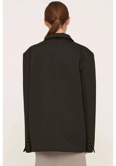 By Dyln Büyük Beden Megan Oversized Daddy Blazer - Şık Ve Rahat Tasarım Siyah