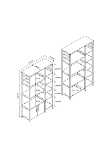 Mutfak Standı 2 Kapaklı 8 Raflı Kahve Köşesi Mutfak Rafı Mutfak Bangosu Brezilya Çam