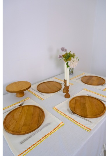 Yakacihome 4'lü Ziggy Duck Keten Yıkanabilir Leke Tutmaz Biyeli Supla Amerikan Servis 35x50 Cm Krem