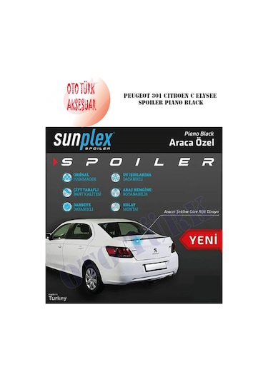 Citroen C-Elysee Spoiler Piano Black Sunplex A+ Kalite