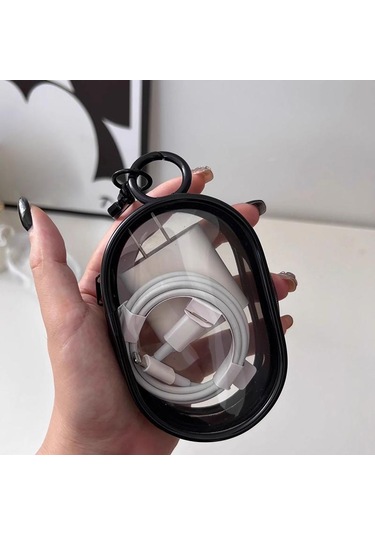 1 Adet Açık Hava Seyahat Veri Kablosu Saklama Kutusu Taşınabilir Koruyucu Kapak Düzenleyici Kutusu Çok İşlevli Kulaklık Veri Kablosu Siyah