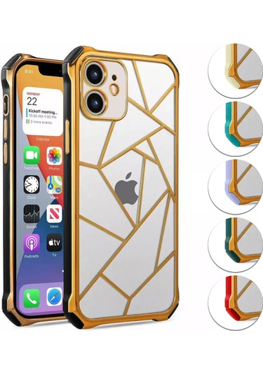 iPhone 12 Kılıf Lazer Prizma Kamera Korumalı Kapak