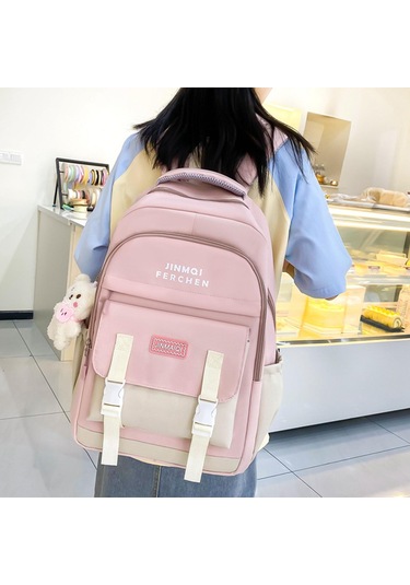 Suntek Okul Çantaları Set Tuval Sırt Çantası Kalem Çanta Pembe