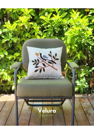 Dekoratif Kırlent & Pinterest Kırlent & Keten Kumaş - Nakış İşleme & A13 Turuncu - Beyaz