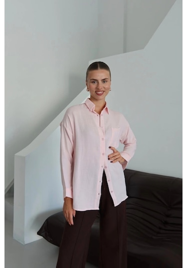 Kazax Tek Cepli Müslin Gömlek Pembe Pt Pembe