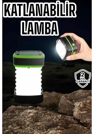 Bfs Katlanabilir Kamp Lambası Solar Fener Görünümlü 3 Kademeli Şarjlı Çok Renkli