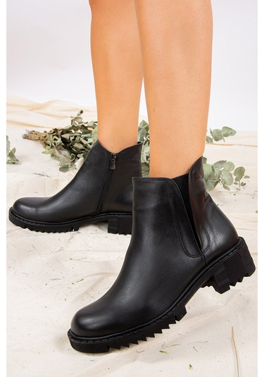 Fox Shoes Siyah Hakiki Deri Kadın Bot J654011903 Siyah