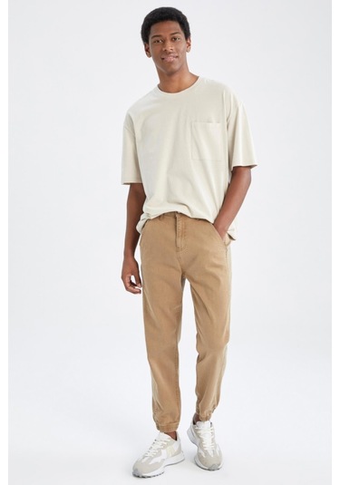 Normal Bel Boru Paça Jogger Jean Pantolon Kahverengi