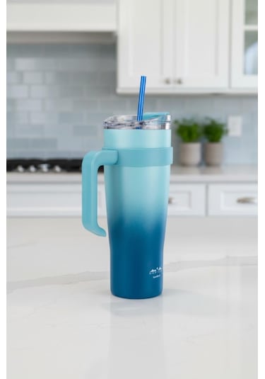 Bambum Horizon - Pipetli Termos Bardak Lacivert 1000ml Lacivert