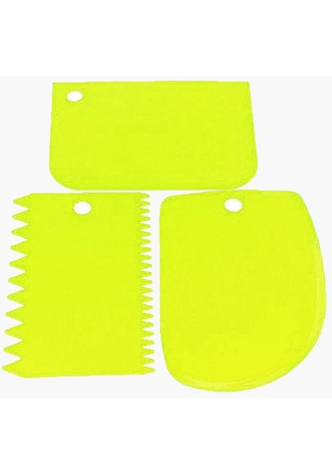 Hamur Kesici Kek Ekmek Dilimleme Pişirme Kazıyıcı Kek Bıçağı Spatula 16z Sarı 3 Adet/Takım