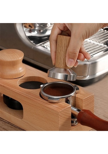 Metabagua Kahve Sabotaj Espresso Damgası: Kahve Sabotaj Gerçek Ahşap Sap, 49mm Zocn4w Renkli