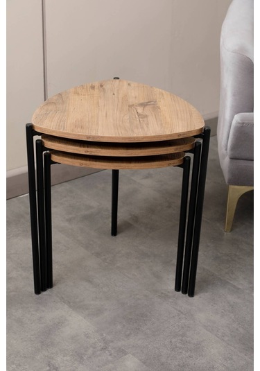 Sehpol Jasmin Zigon Sehpa 3'lü Siyah