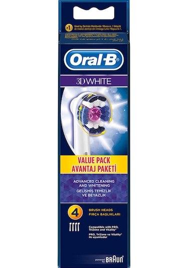 Oral-B 3D White Elektrikli Diş Fırçası Yedek Başlığı 4'lü