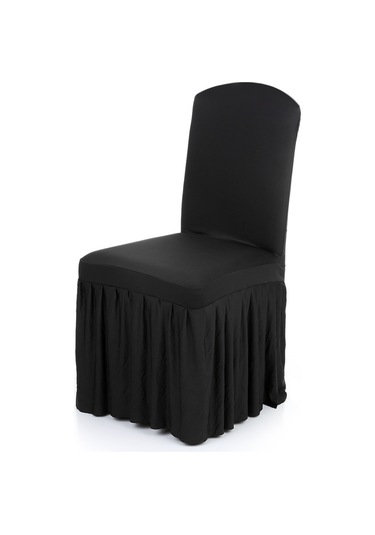 Kosona Milk Silk %85+spandex %15 Kadife Yumaklı Sandalye Örtüsü - Gümüşlü, Temizliği Kolay, Düğün, Restoran, Banket İçin Siyah Diğer