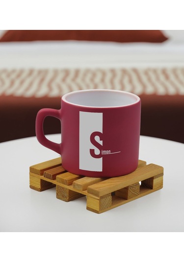 Bk Gift Kişiye Özel İsimli Leylak Kırmızı Renkli Middle Çay & Kahve Fincanı-3, Arkadaşa Hediye, Sevgiliye Hediye, Doğum Günü Hediyesi