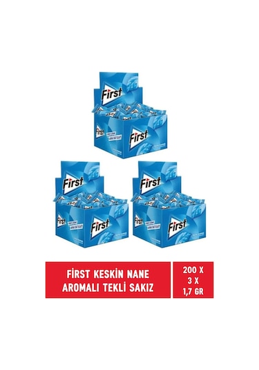 First Keskin Nane Aromalı Tekli Sakız 3 x 200'lü