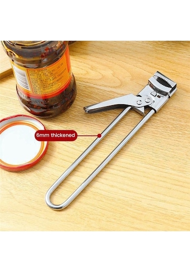 Moly Zayıf Eller İçin Gümüş Paslanmaz Çelik Şişe Açacağı Döner Açık Kapak, Manuel Sökme Pense Gümüş