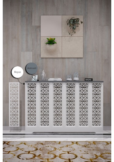 Karatay Model Beyaz Üstü Antrasit Renk 116 CM Petek Kaplama Dresuar Çok Renkli