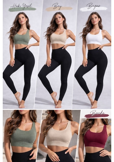Enva Store Kadın Ribana Askılı Fitilli Crop Haki